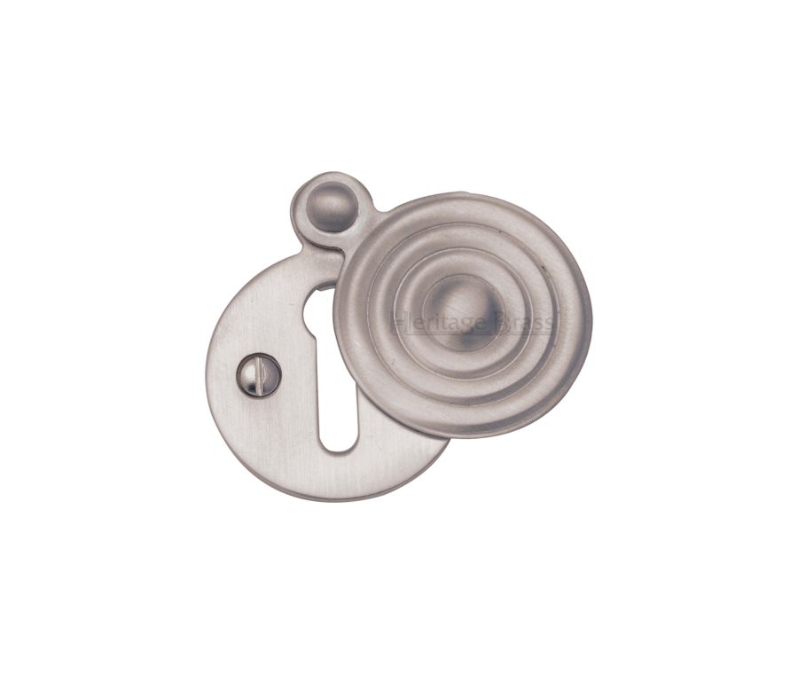 Satin Nickel Standard Covered Key Escutcheon Reeded - V972