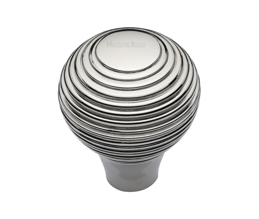 Heritage Brass Polished Nickel Finish Reeded Cabinet Knob 32mm