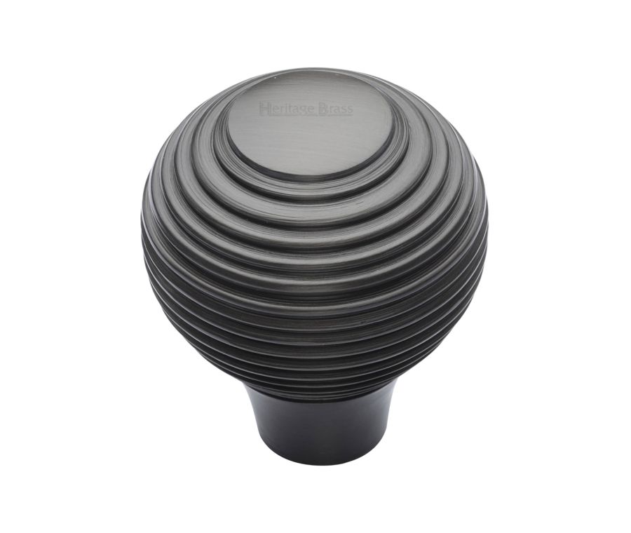 Heritage Brass Matt Bronze Reeded Cabinet Knob 38mm