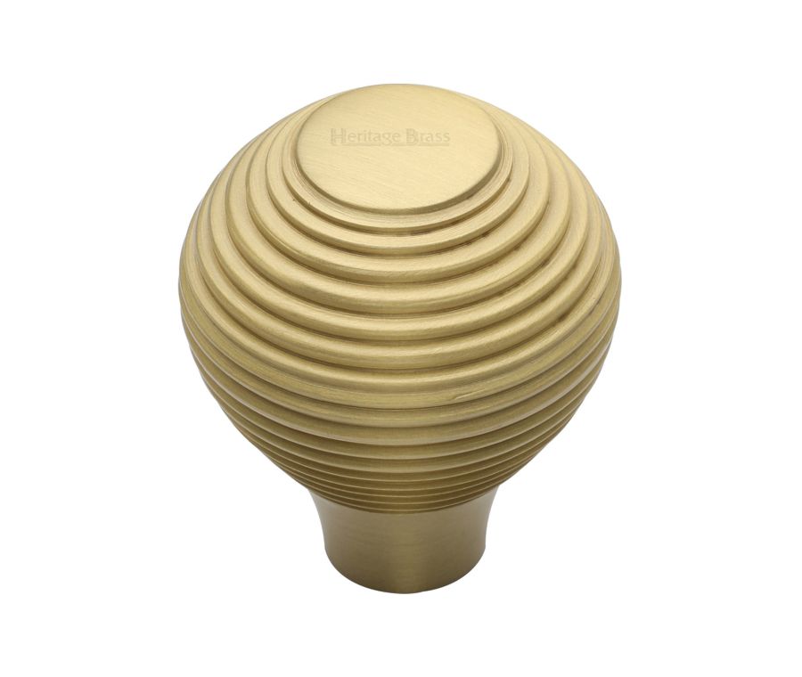 Heritage Brass Satin Brass Reeded Cabinet Knob 38mm