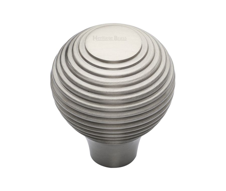 Heritage Brass Satin Nickel Reeded Cabinet Knob 38mm