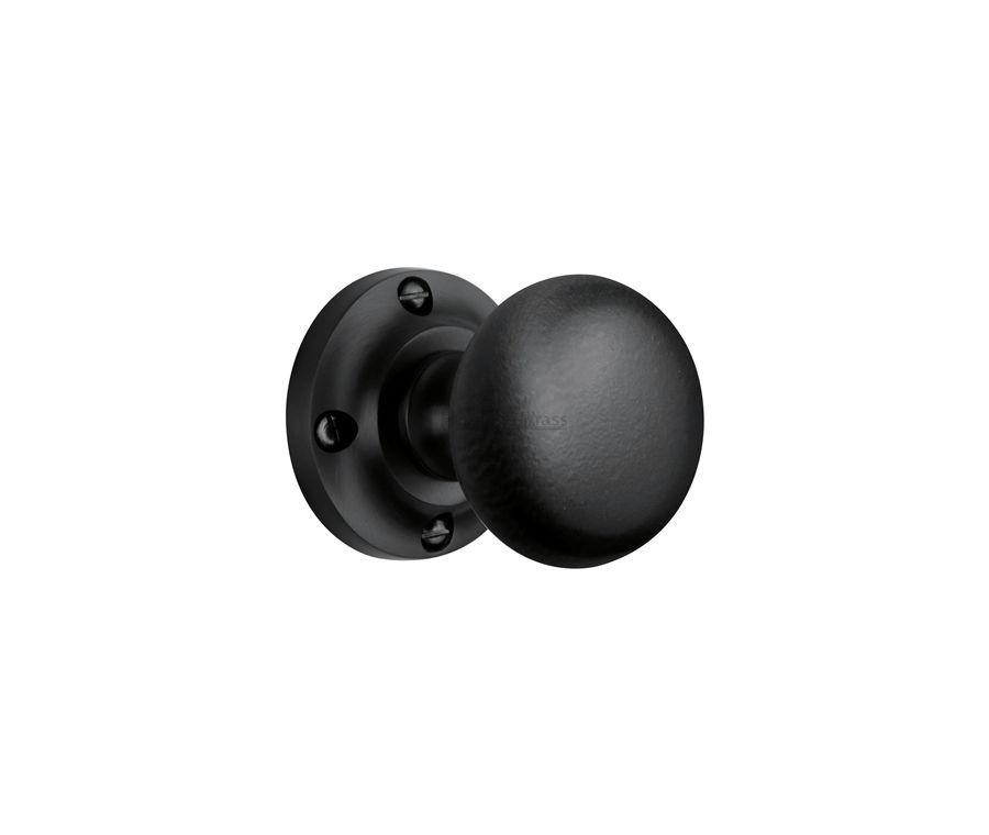 Heritage Brass Matt Black Victoria Door Knob on Rose