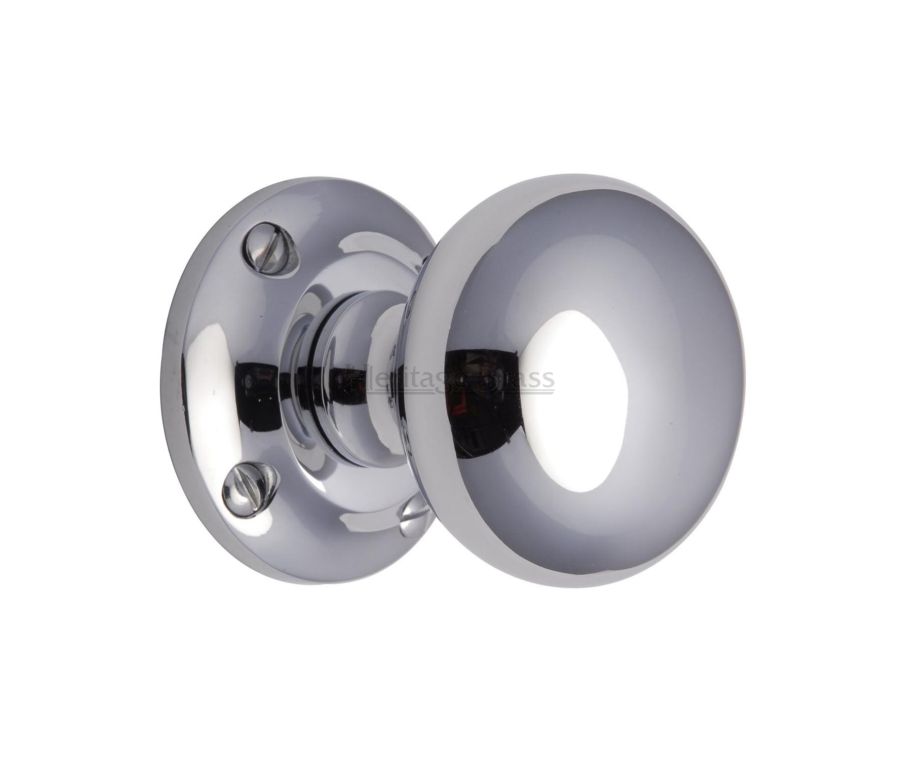 Heritage Brass Polished Chrome Victoria Door Knob on Rose