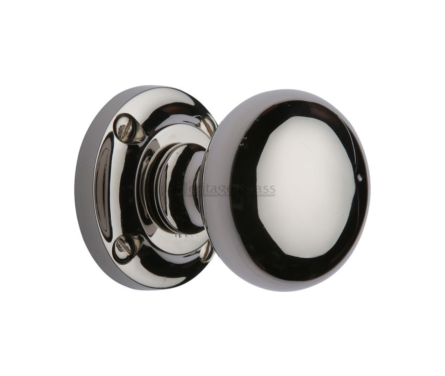 Heritage Brass Polished Nickel Finish Victoria Door Knob on Rose