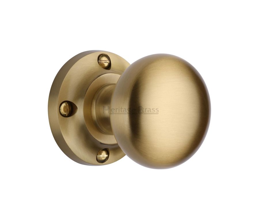Heritage Brass Satin Brass Victoria Door Knob on Rose