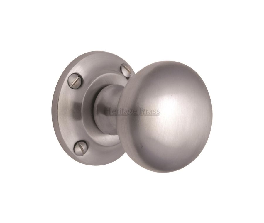 Heritage Brass Satin Chrome Victoria Door Knob on Rose