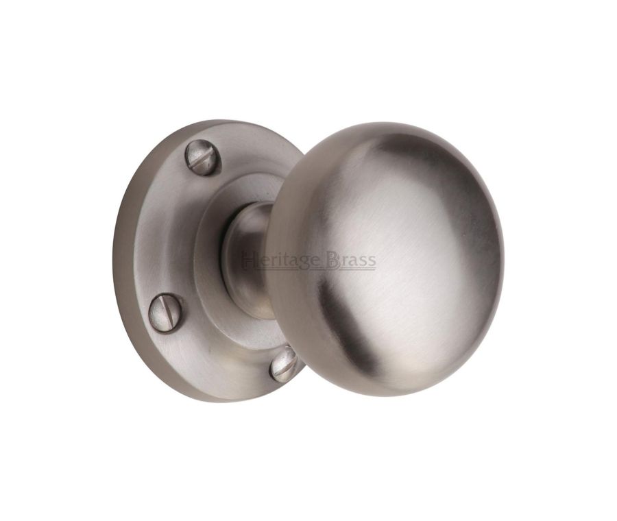 Heritage Brass Satin Nickel Victoria Door Knob on Rose