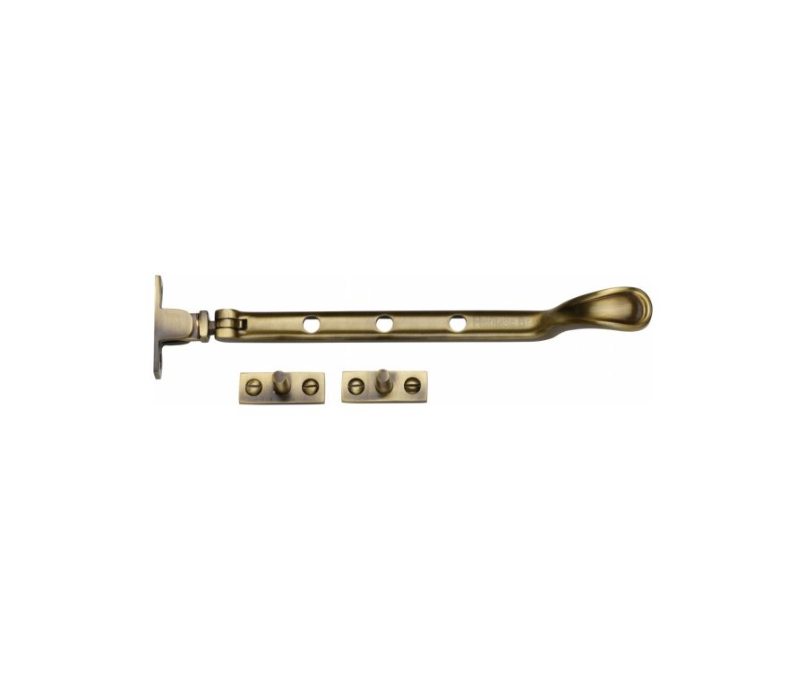 Heritage Brass Antique Brass Casement Spoon Pattern Window Stay  - 203mm