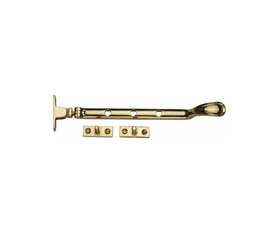 Heritage Brass Polished Brass Casement Spoon Pattern Window Stay  - 203mm