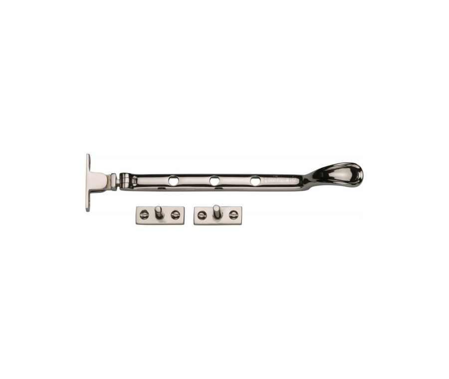 Heritage Brass Polished Nickel Finish Casement Spoon Pattern Window Stay  - 203mm