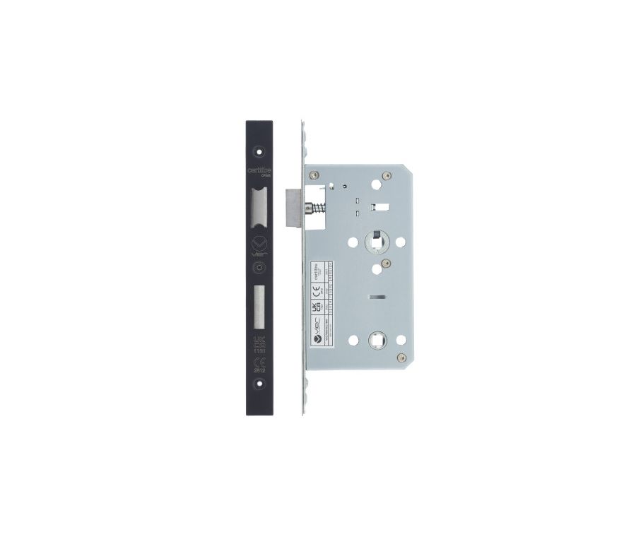 Powder Coat Black DIN Bathroom Lock | VDL7860-PCB