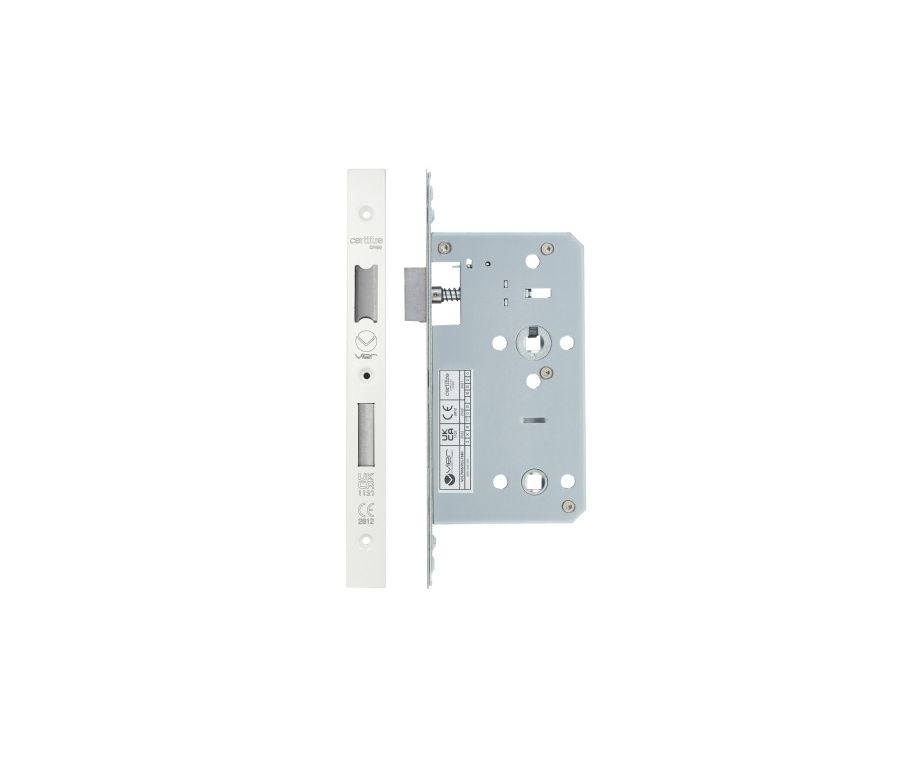 Powder Coat White DIN Bathroom Lock | VDL7860-PCW
