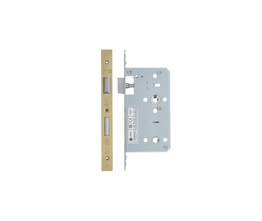 PVD Satin Brass DIN Bathroom Lock | VDL7860-PVDSB
