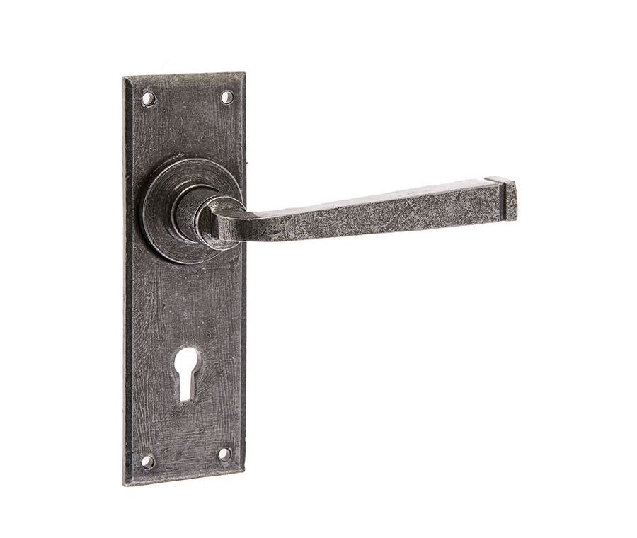 Frelan Valley forge lever lock set Patina pewter finish
