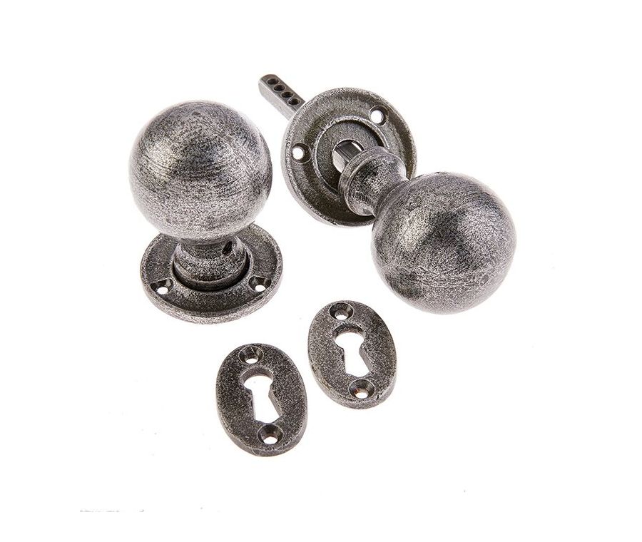 Frelan 73x53mm Round mortice knob Patina pewter finish