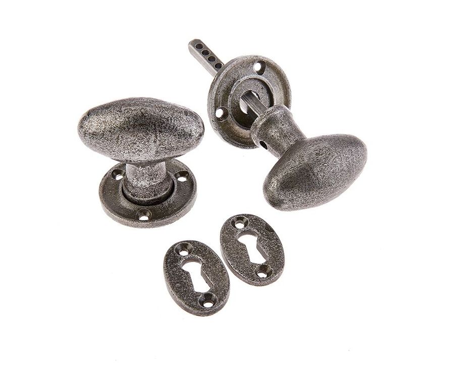 Frelan 65X61mm Oval mortice knob Patina pewter finish