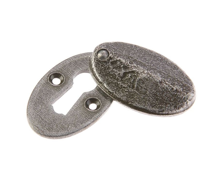 Frelan 50x31x9mm Oval covered escutcheon Patina pewter finis