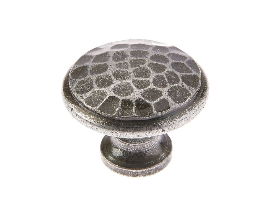 Frelan 40mm Hammered Cabinet knob Patina pewter finish