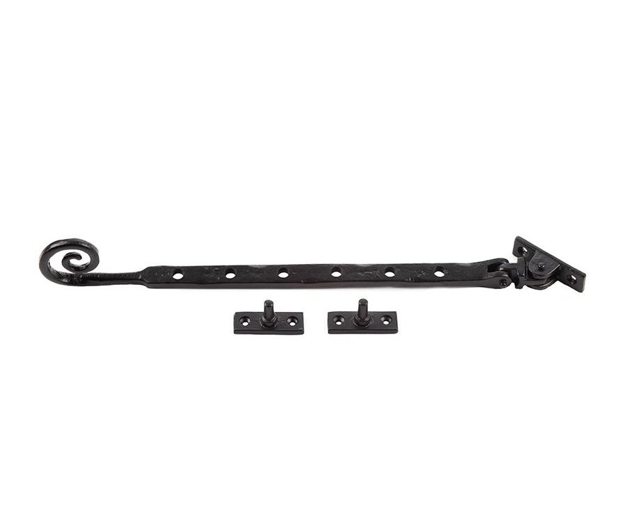 Frelan 315x15x6mm Curly end casement stay Black finish