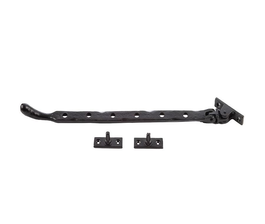 Frelan 315x15x6mm Bulb end casement stay Black finish