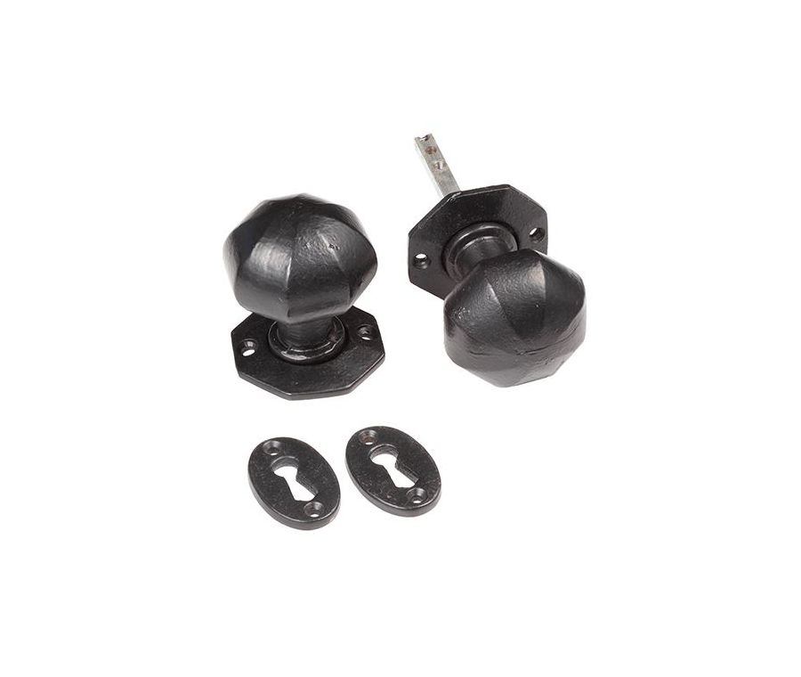 Frelan 68x60mm Octagonal mortice knob Black finish