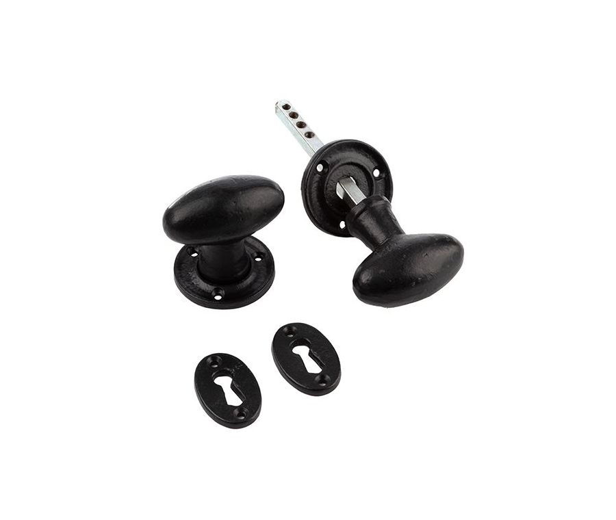 65X61mm Frelan Oval mortice knob Black finish
