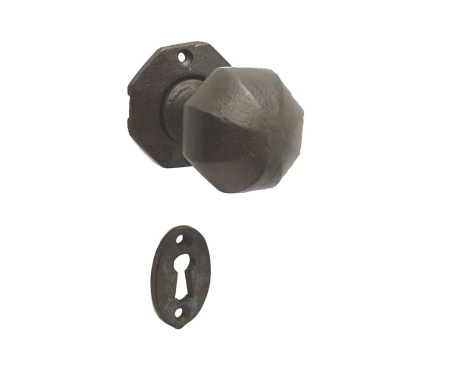 68x60mm Frelan Octagonal mortice knob Black finish