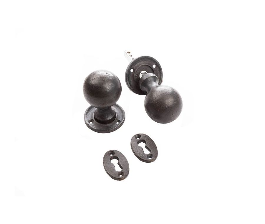 73x53mm Frelan Round mortice knob Black finish