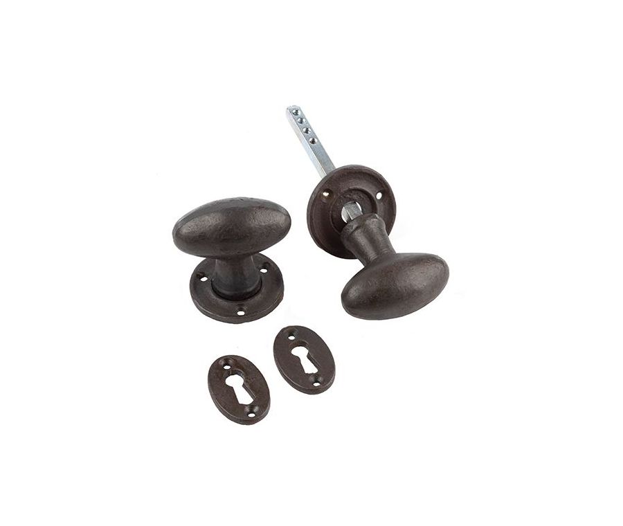 Frelan 65X61mm Oval mortice knob Black finish