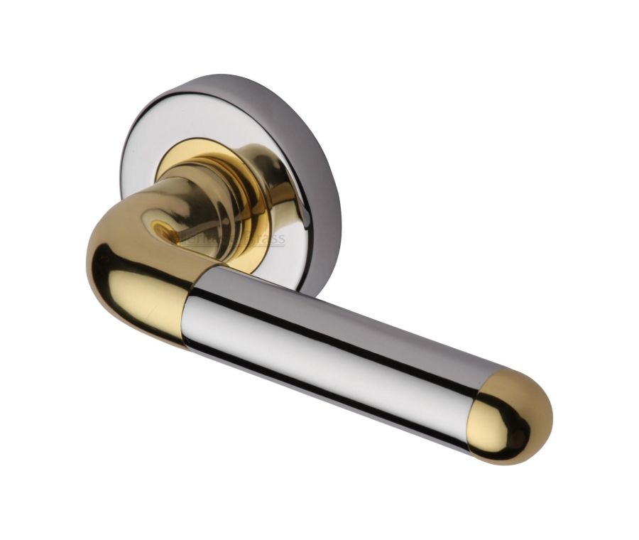 Polished Chrome/Brass Vienna Door Handle on Round Rose