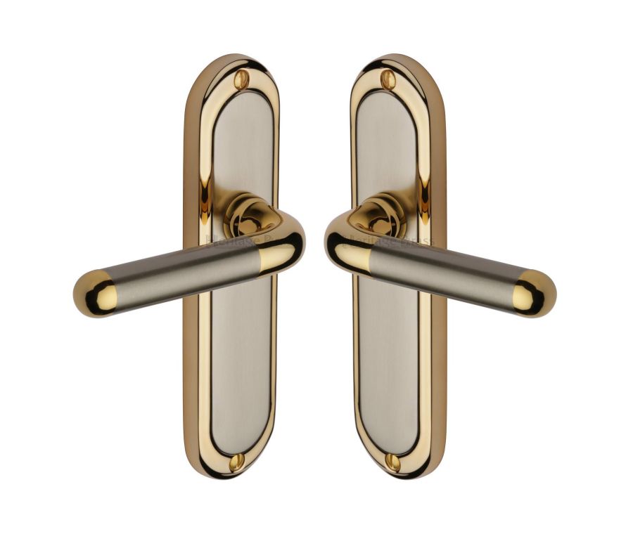 Heritage Brass Jupiter Split Finish Vienna Door Handle on Plate - Lever Latch