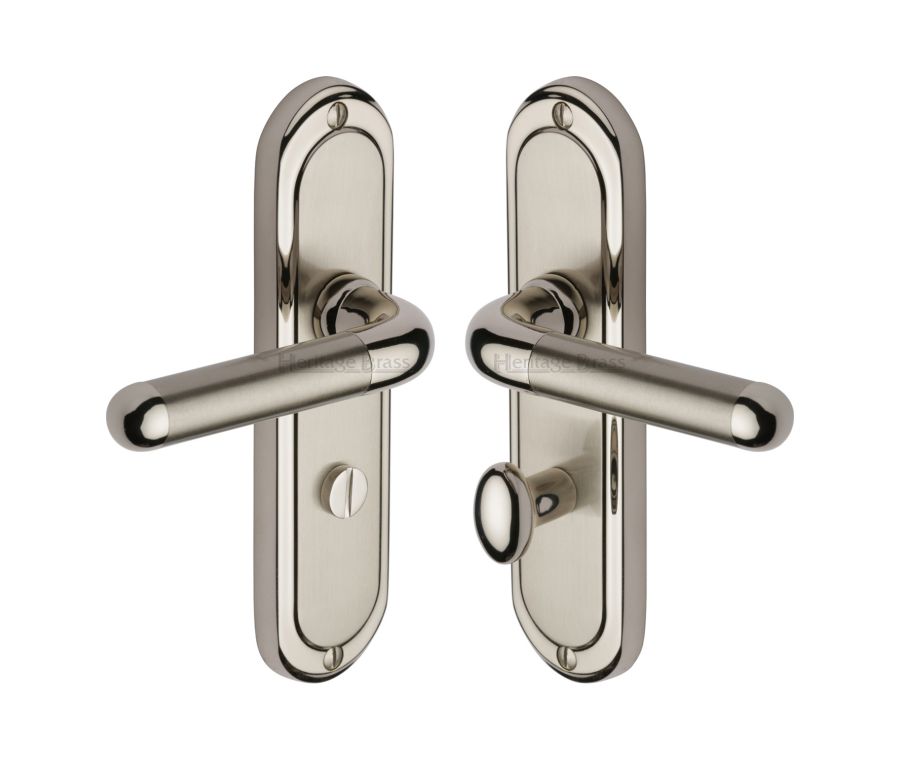 Heritage Brass Mercury Split Finish Vienna Door Handle on Plate - Bathroom Set