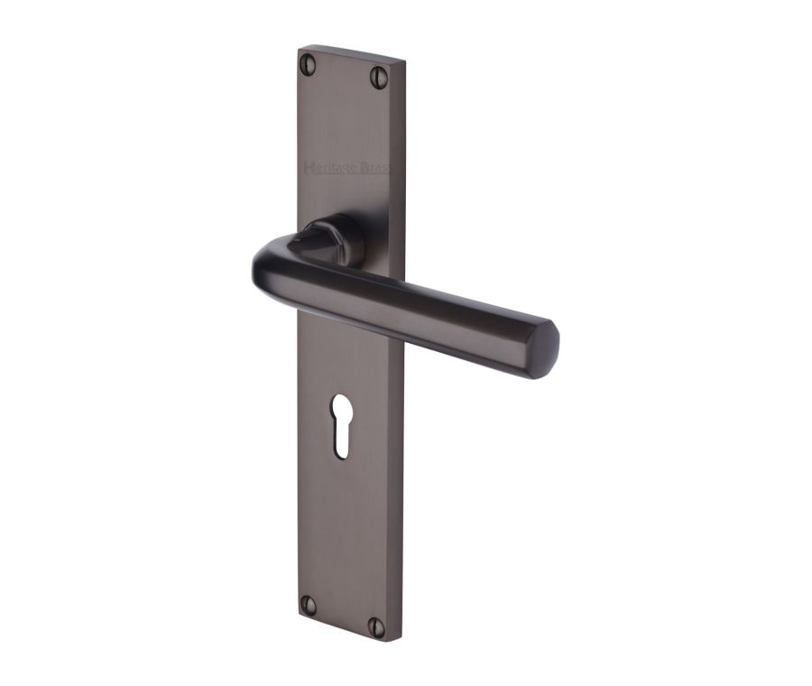 Heritage Brass Matt Bronze Octave Door Handle on 200mm Plate - Lever Lock