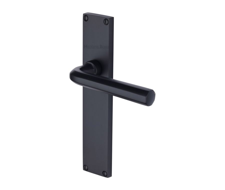 Heritage Brass Matt Black Octave Door Handle on 200mm Plate - Lever Latch