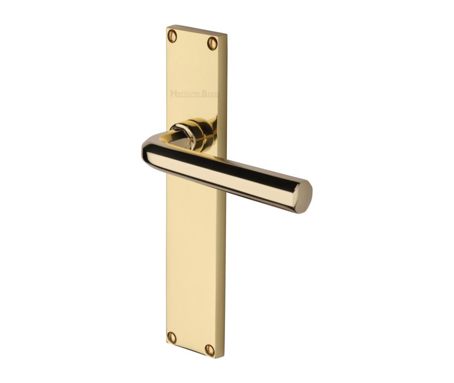Heritage Brass Polished Brass Octave Door Handle on 200mm Plate - Lever Latch