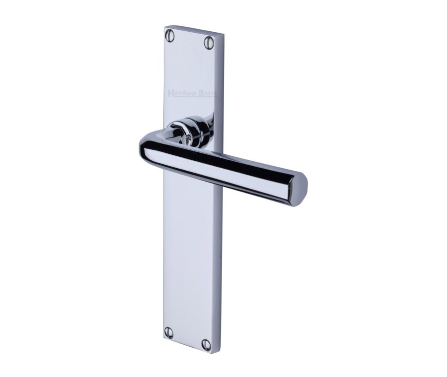 Heritage Brass Polished Chrome Octave Door Handle on 200mm Plate - Lever Latch