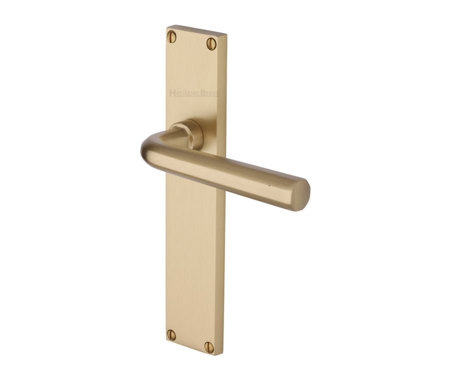 Heritage Brass Satin Brass Octave Door Handle on 200mm Plate - Lever Latch