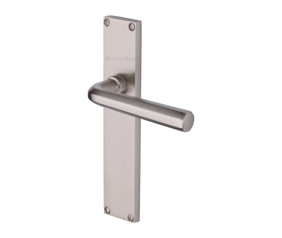 Heritage Brass Satin Nickel Octave Door Handle on 200mm Plate - Lever Latch
