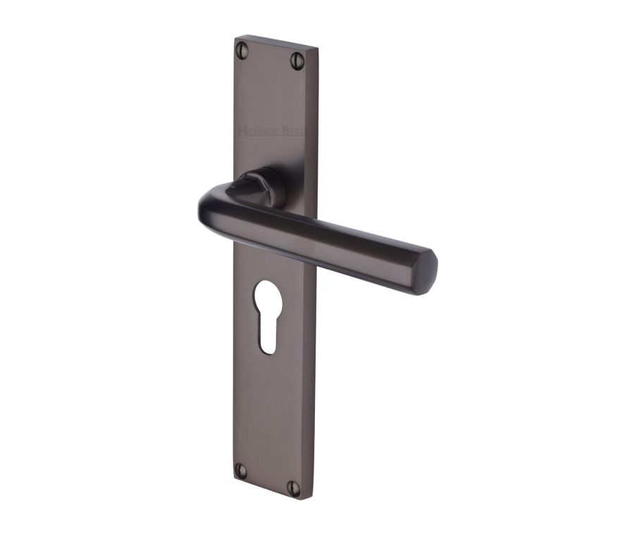 Heritage Brass Matt Bronze Octave Door Handle on 200mm Plate - Euro Profile