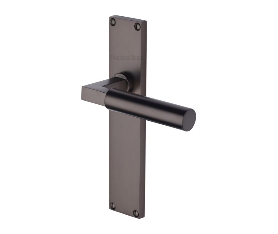 Heritage Brass Matt Bronze Bauhaus Door Handle on 200mm Plate - Lever Latch
