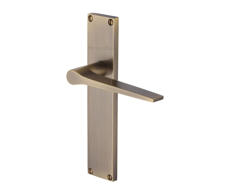 Heritage Brass Antique Brass Gio Door Handle on 200mm Plate - Lever Latch