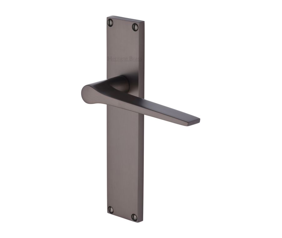 Heritage Brass Matt Bronze Gio Door Handle on 200mm Plate - Lever Latch
