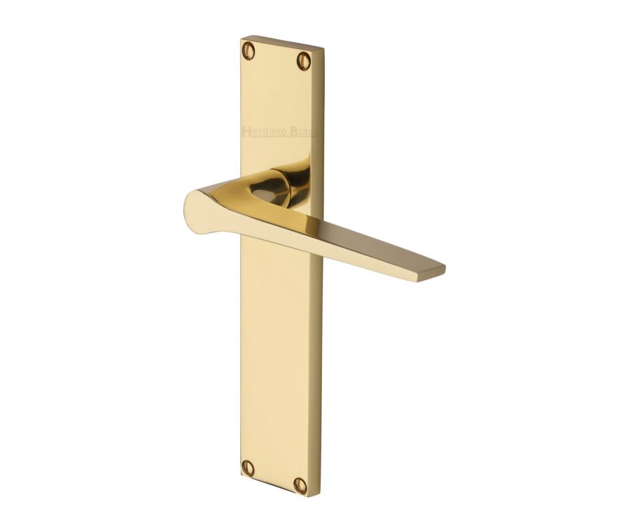 Heritage Brass Polished Brass Gio Door Handle on 200mm Plate - Lever Latch