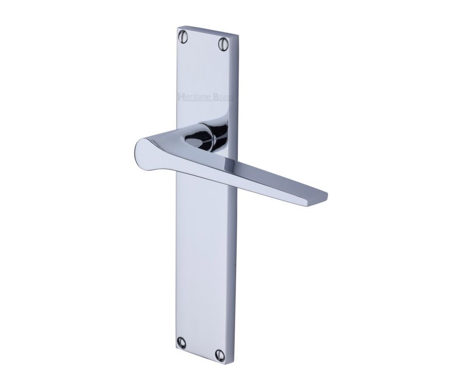 Heritage Brass Polished Chrome Gio Door Handle on 200mm Plate - Lever Latch