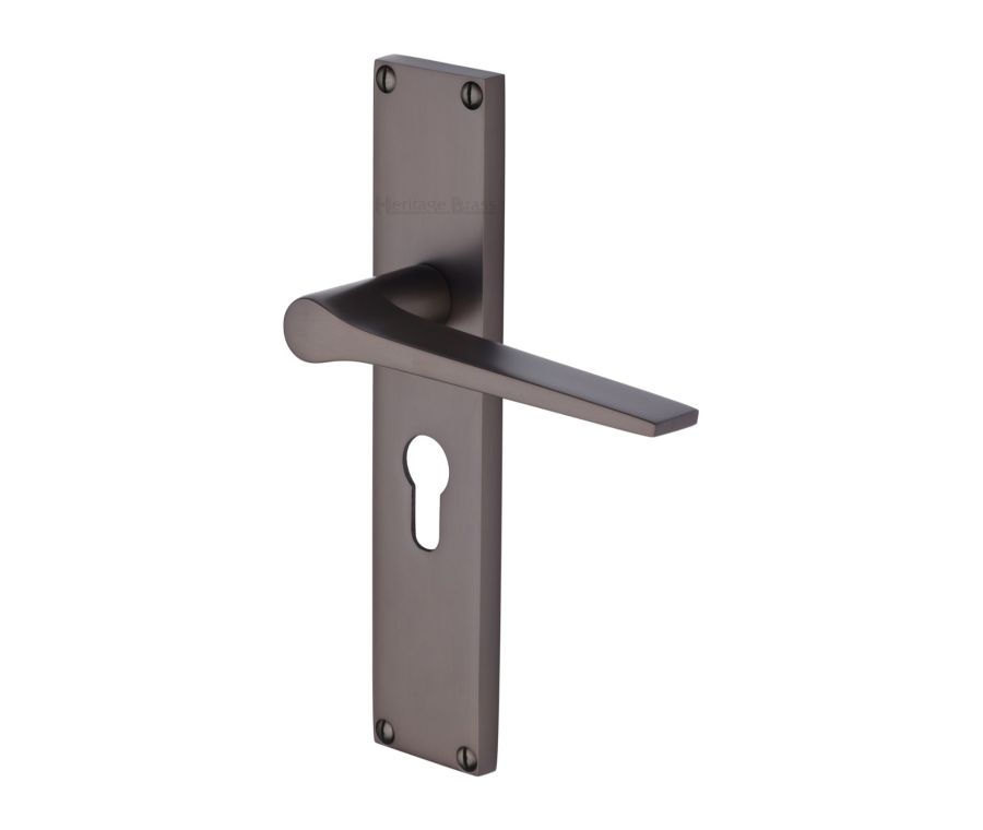 Heritage Brass Matt Bronze Gio Door Handle on 200mm Plate - Euro Profile
