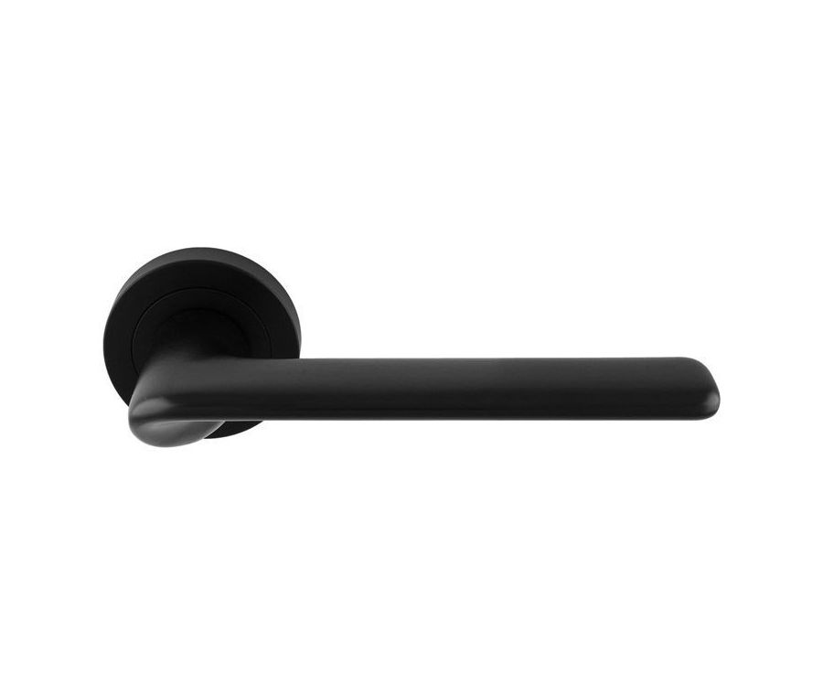 Set Manital Matt Black Vortex Lever Furniture on round rose | VX5BLK