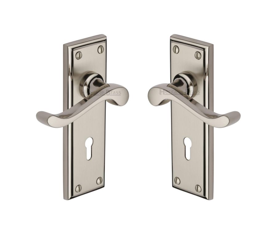Heritage Brass Mercury Split Finish Edwardian Door Handle on Plate - Lever Lock