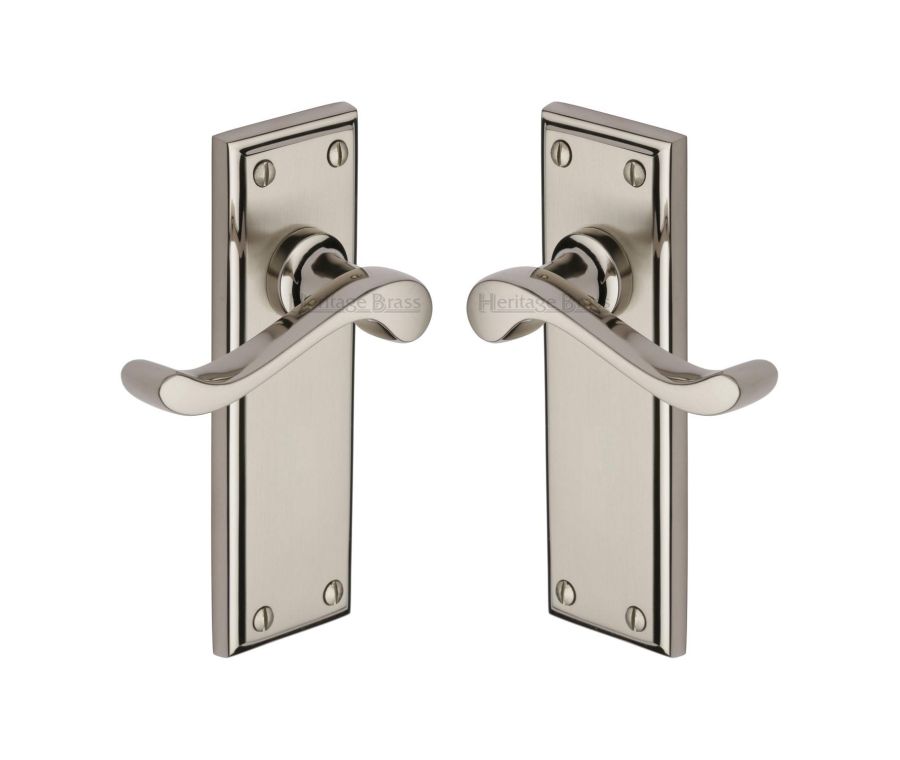 Heritage Brass Mercury Split Finish Edwardian Door Handle on Plate - Lever Latch