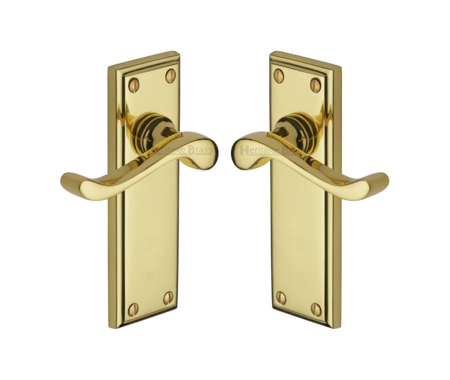 Heritage Brass Polished Brass Edwardian Door Handle on Plate - Lever Latch