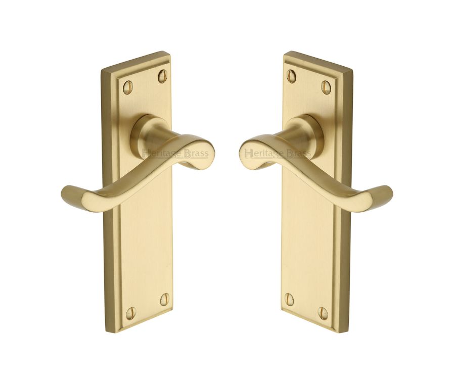 Heritage Brass Satin Brass Edwardian Door Handle on Plate - Lever Latch